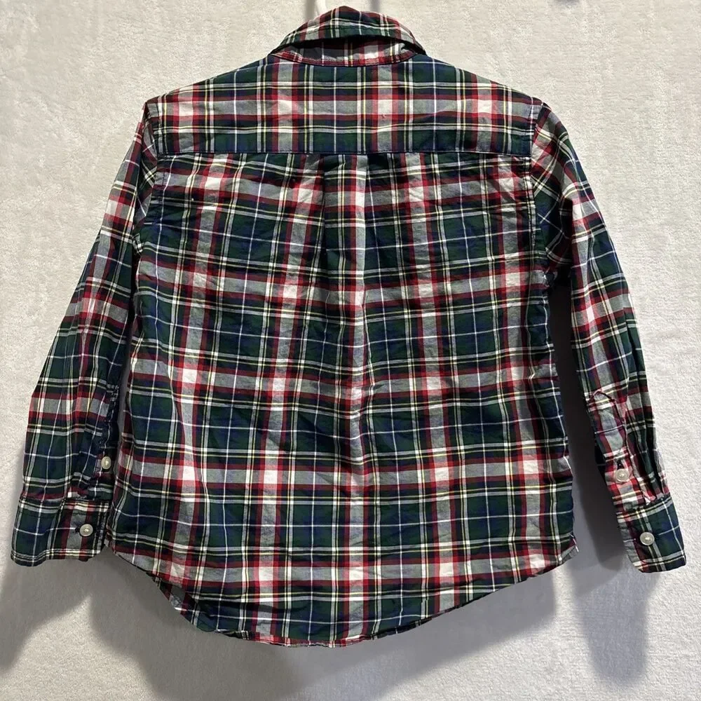 Polo Ralph Lauren Toddler Boy Plaid Button Down Natural Stretch Shirt 3/3T
